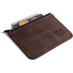 Hide & Drink genuine leather zippered wallet change -card case -folded bills.